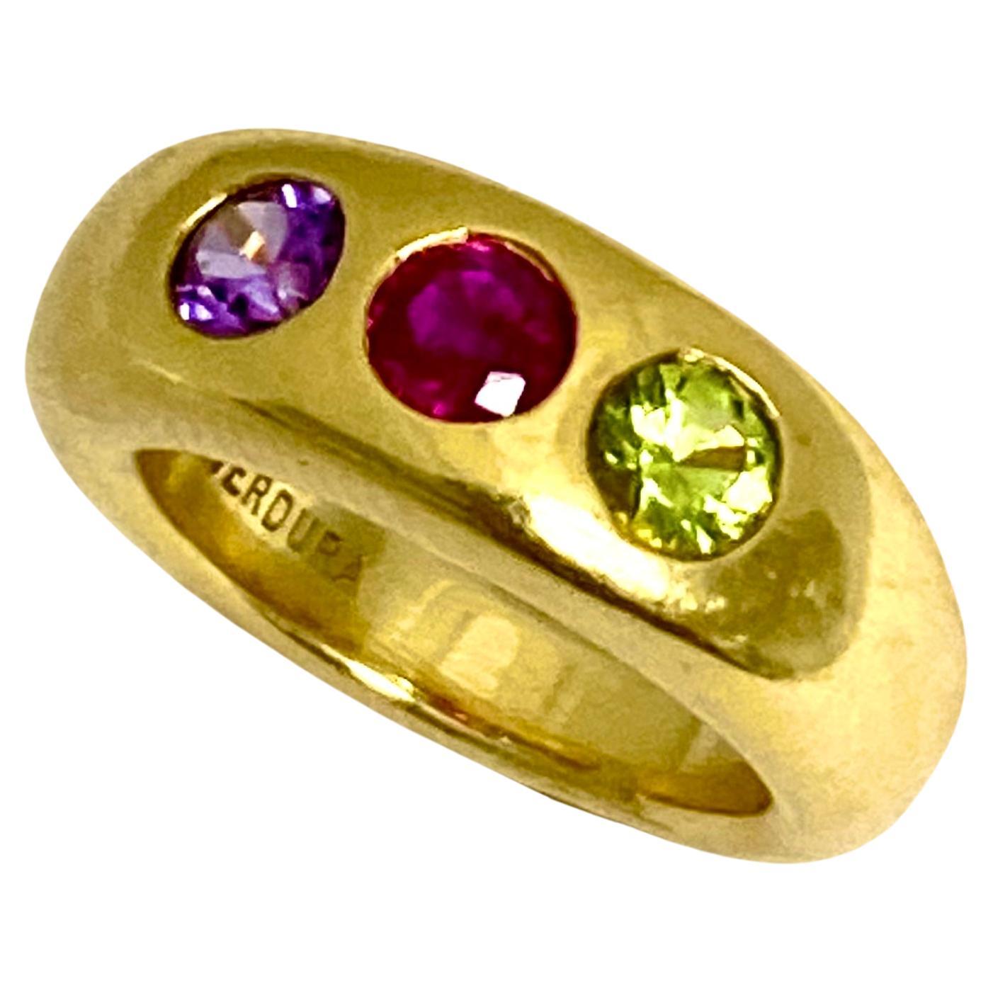 Verdura Three Stone Ring 18k Gold 6