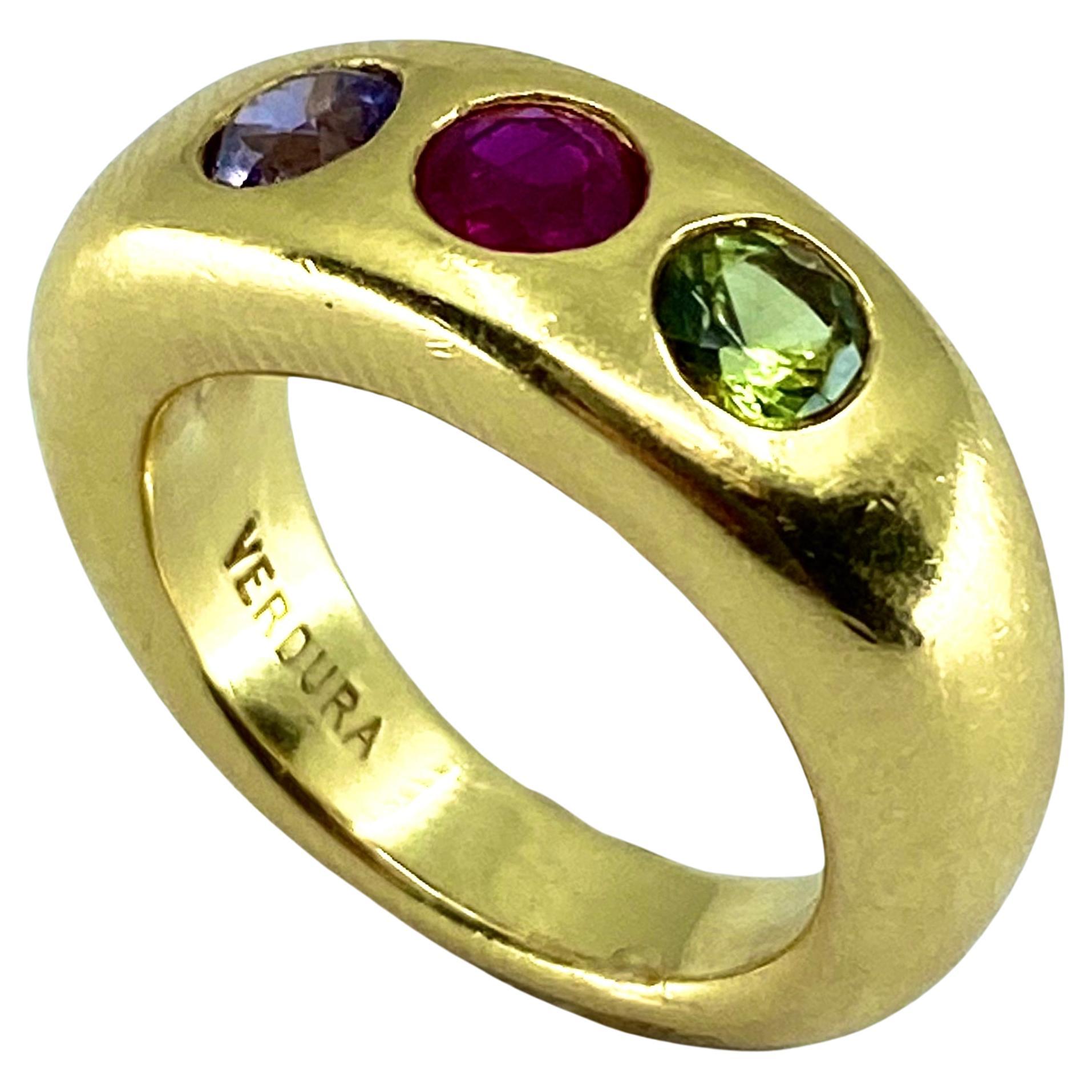 Verdura Three Stone Ring 18k Gold 7