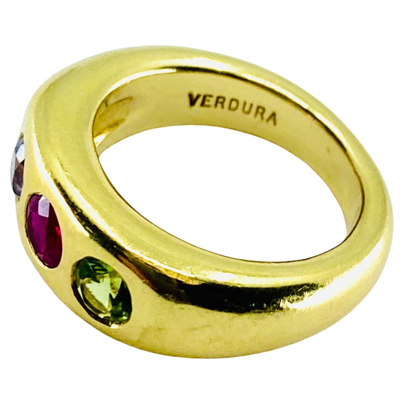 Verdura Three Stone Ring 18k Gold 8