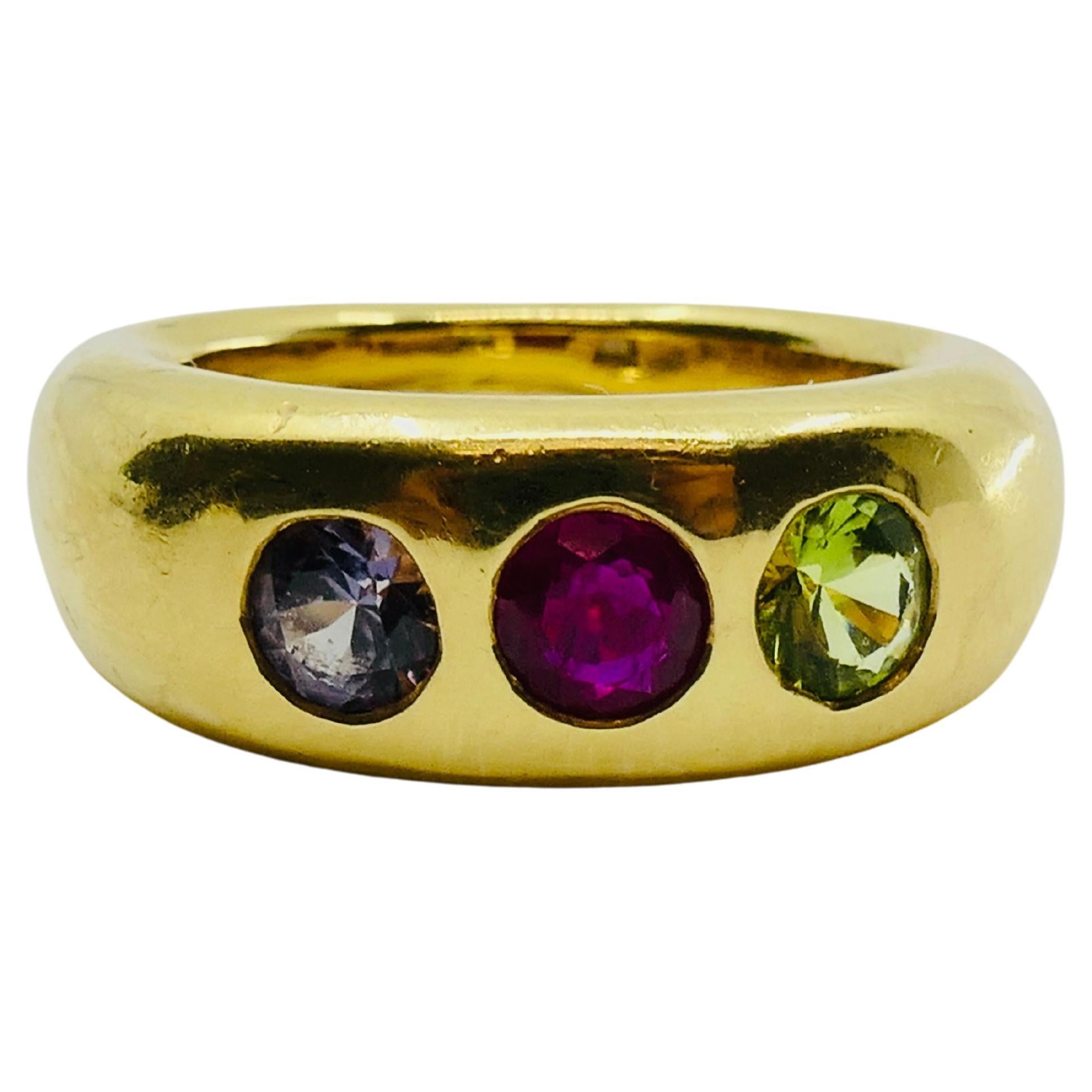 Verdura Three Stone Ring 18k Gold 1