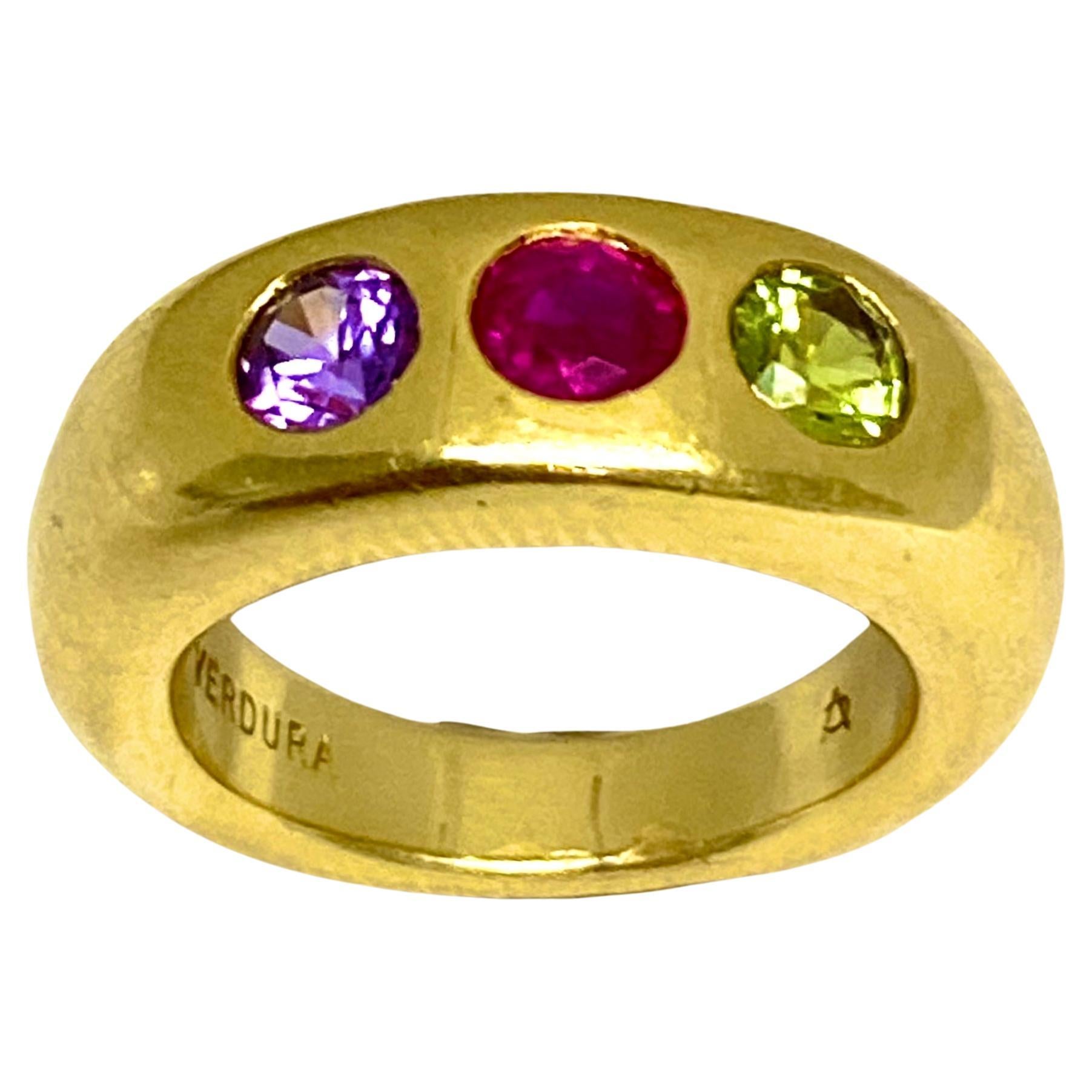 Verdura Three Stone Ring 18k Gold 3