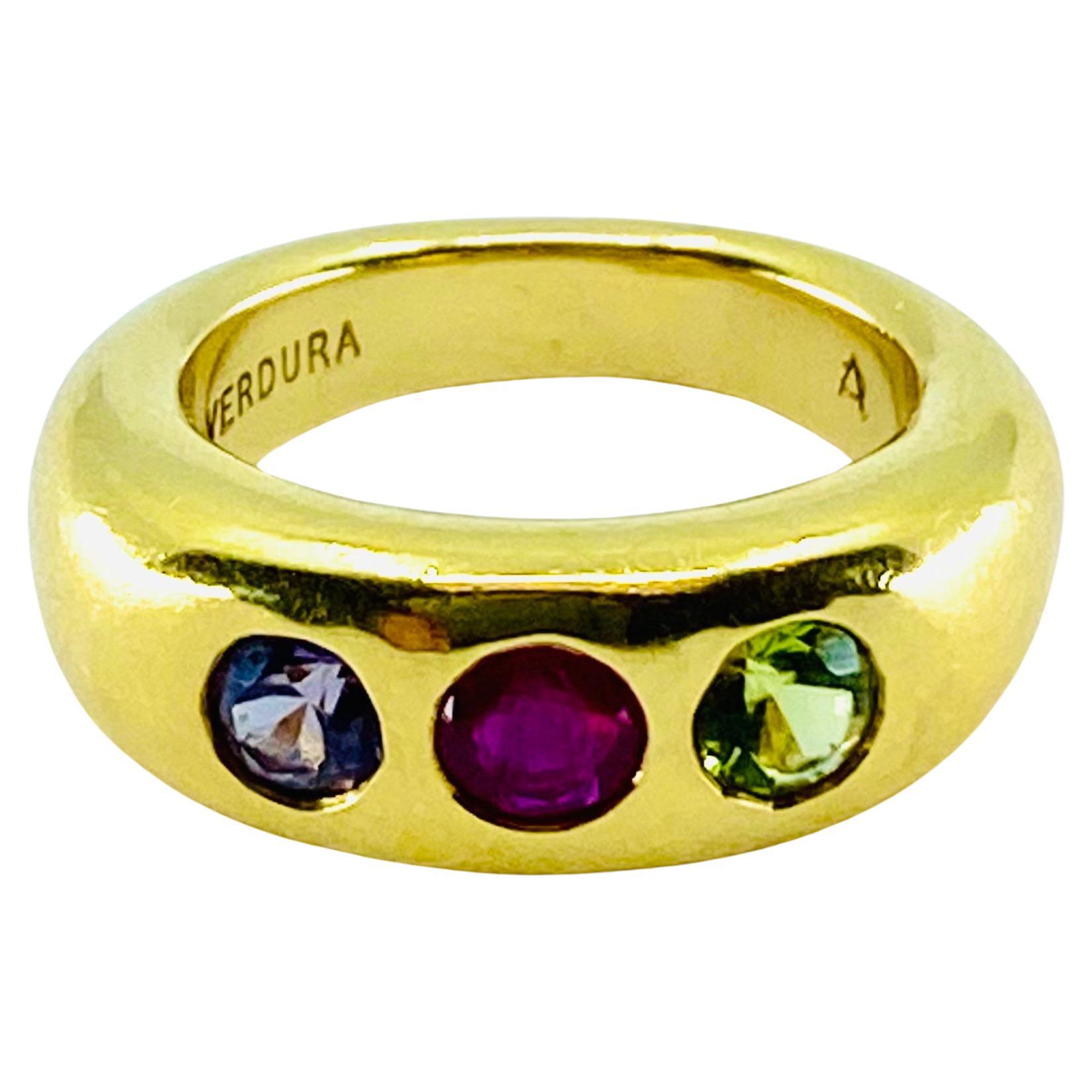 Verdura Three Stone Ring 18k Gold 4