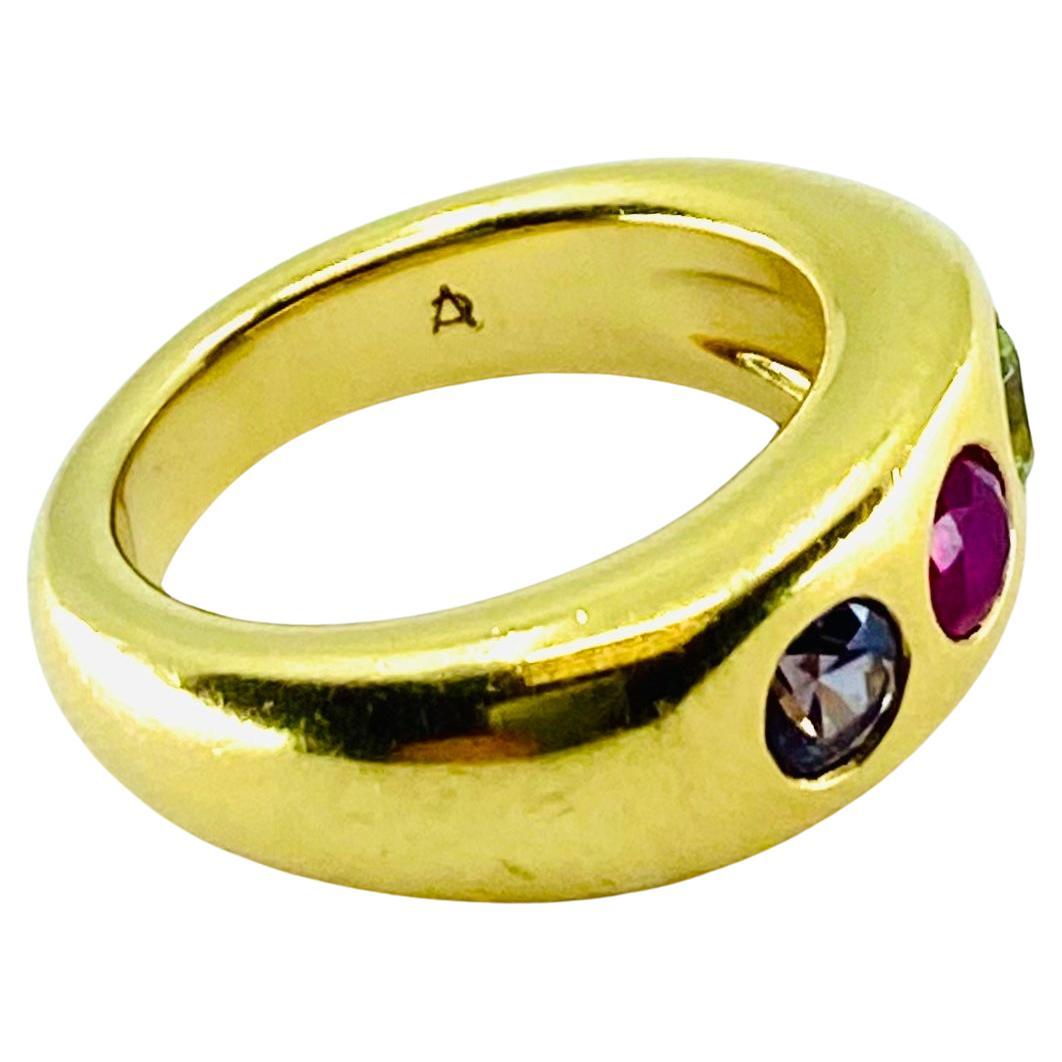Verdura Three Stone Ring 18k Gold 5