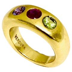 Verdura Three Stone Ring 18k Gold