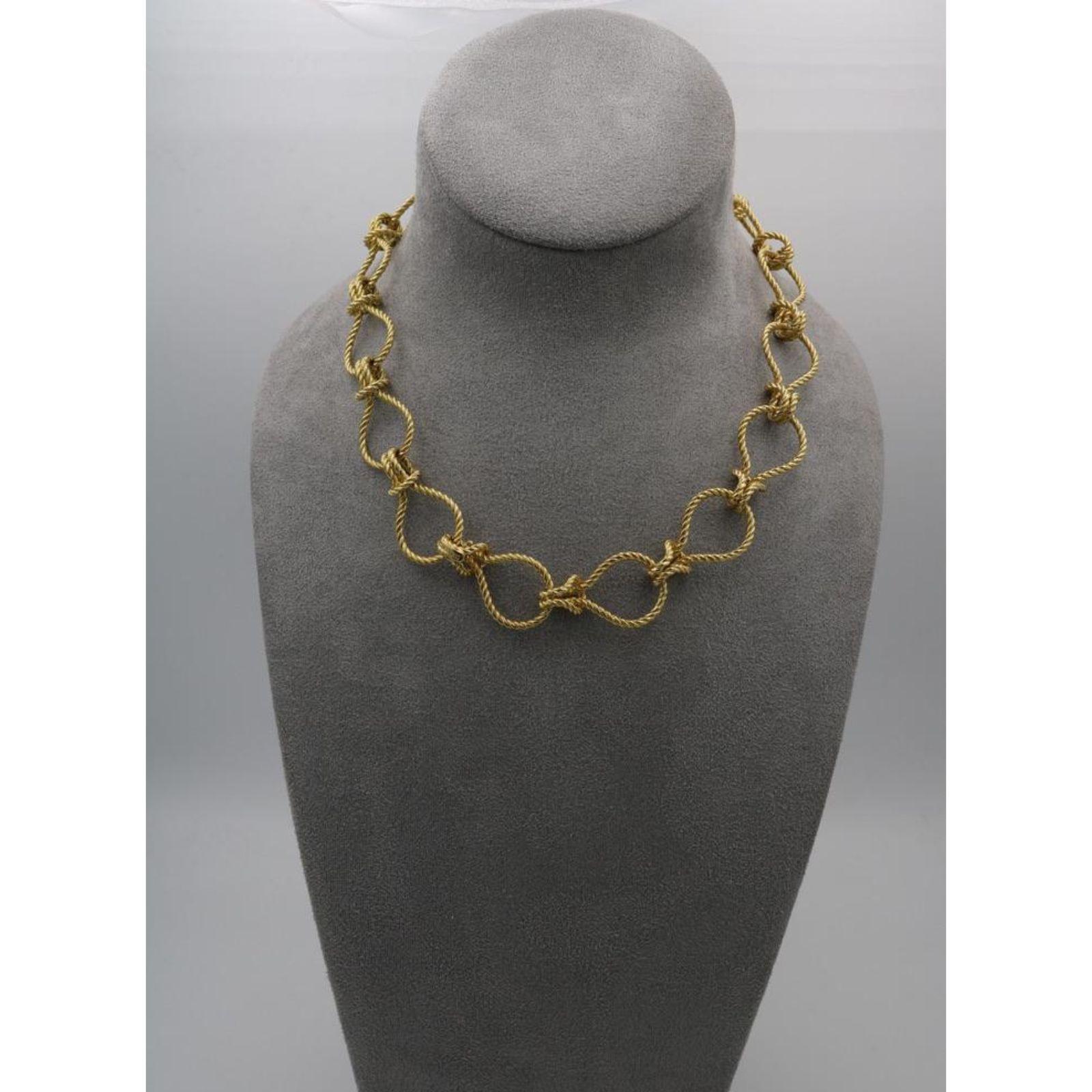 Verdura Toggle Necklace Bracelet Rope Knot Link 18K Yellow Gold 18