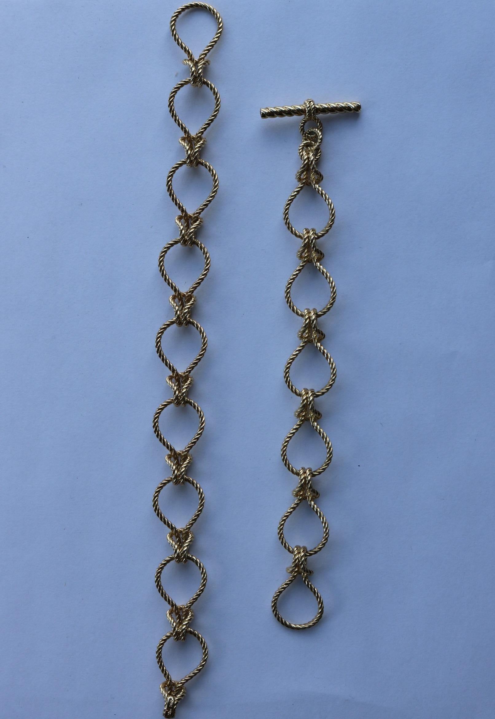 Verdura Toggle Necklace Bracelet Rope Knot Link 18K Yellow Gold 18
