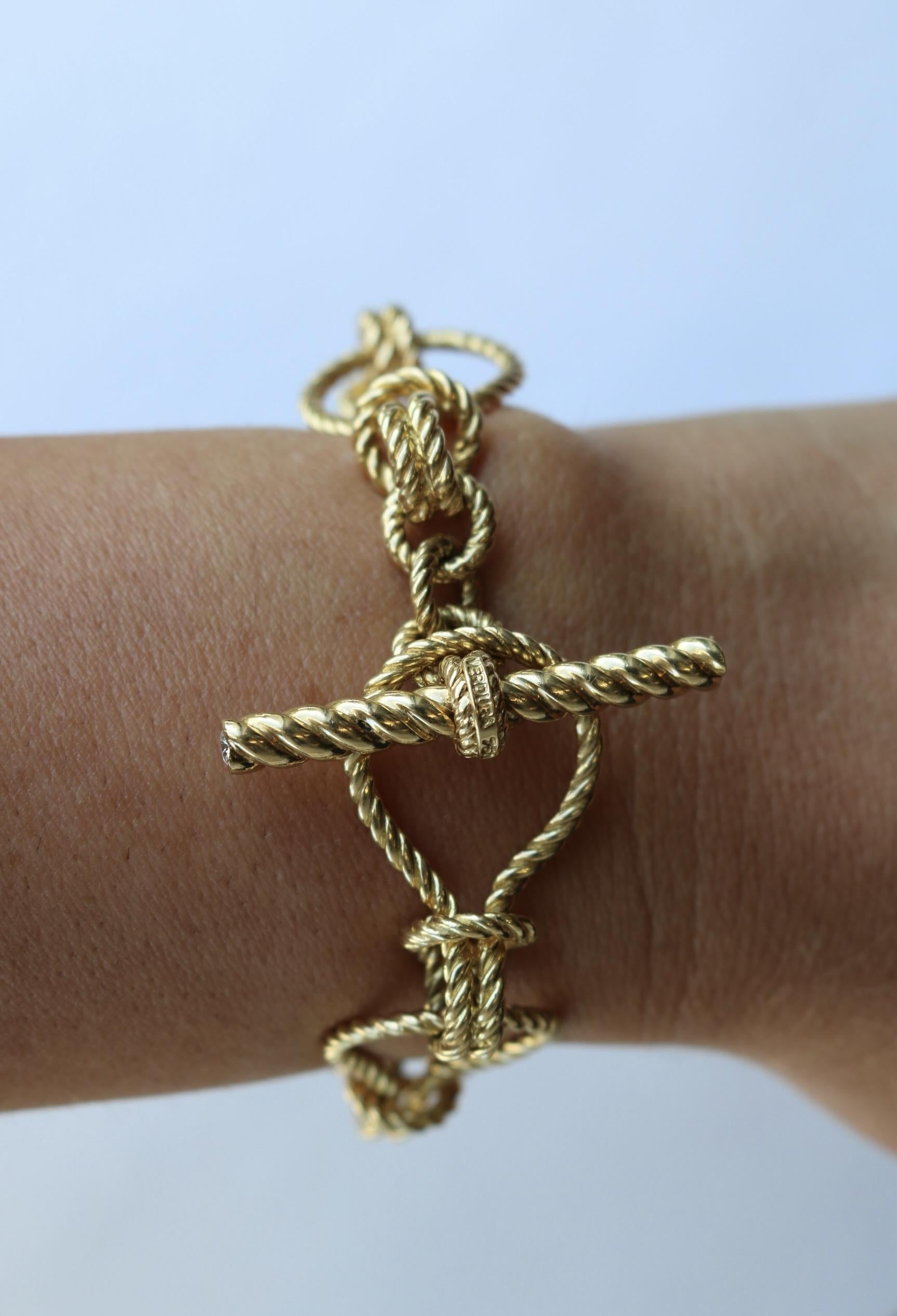 Verdura Toggle Necklace Bracelet Rope Knot Link 18K Yellow Gold 18