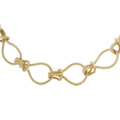 Verdura Toggle Necklace Bracelet Rope Knot Link 18K Yellow Gold 18" Length