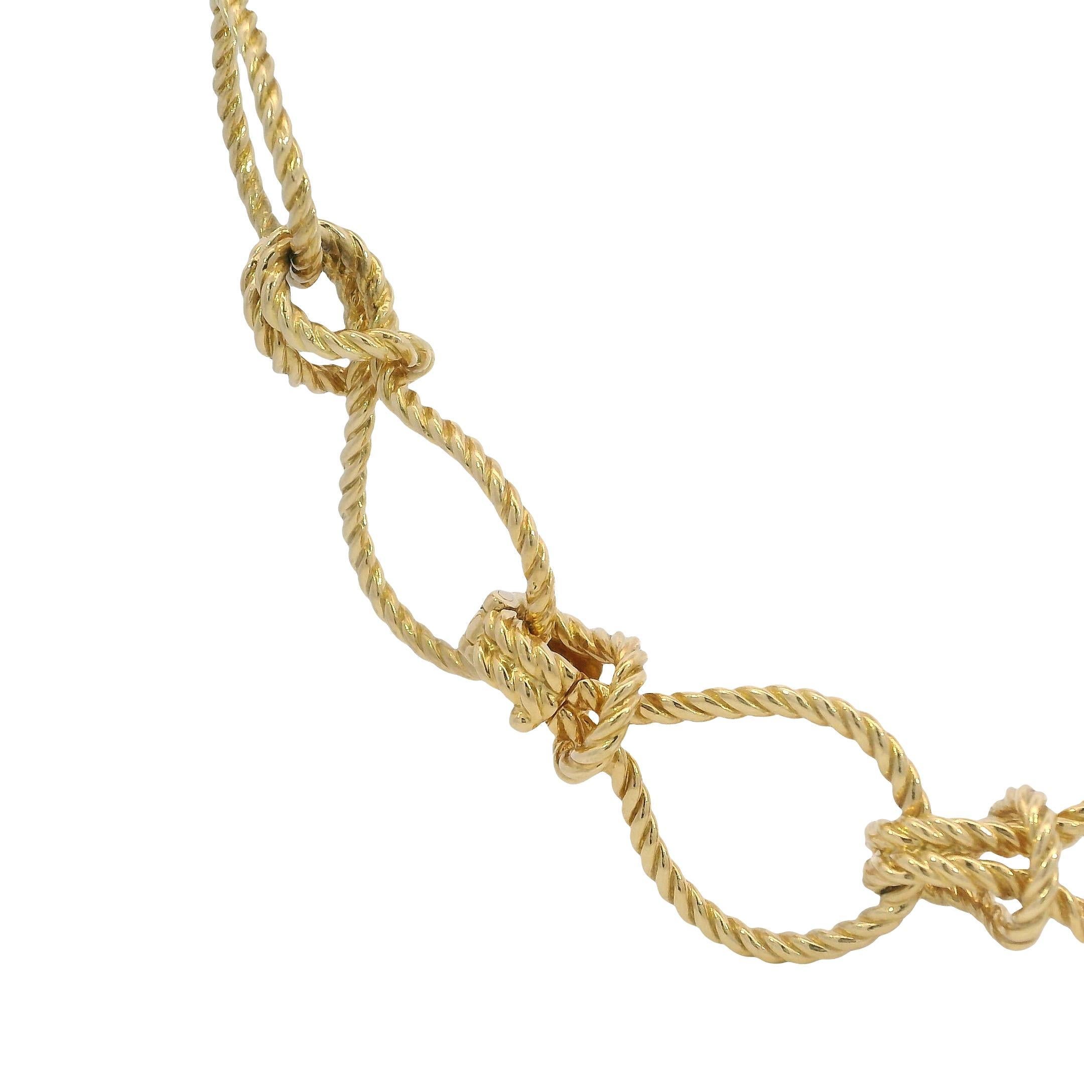 Verdura Toggle Necklace Bracelet Rope Knot Link 18K Yellow Gold 18