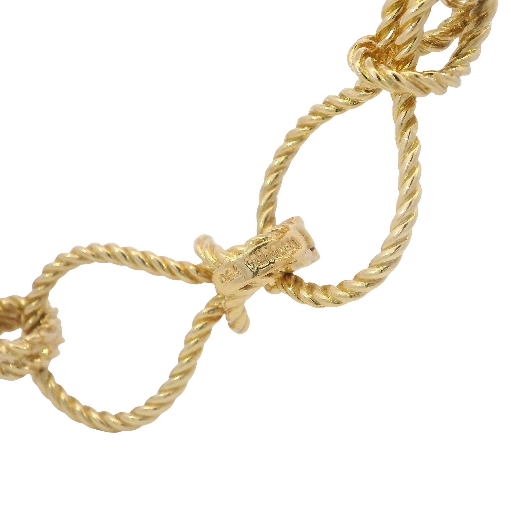 Women's Verdura Toggle Necklace Bracelet Rope Knot Link 18K Yellow Gold 18