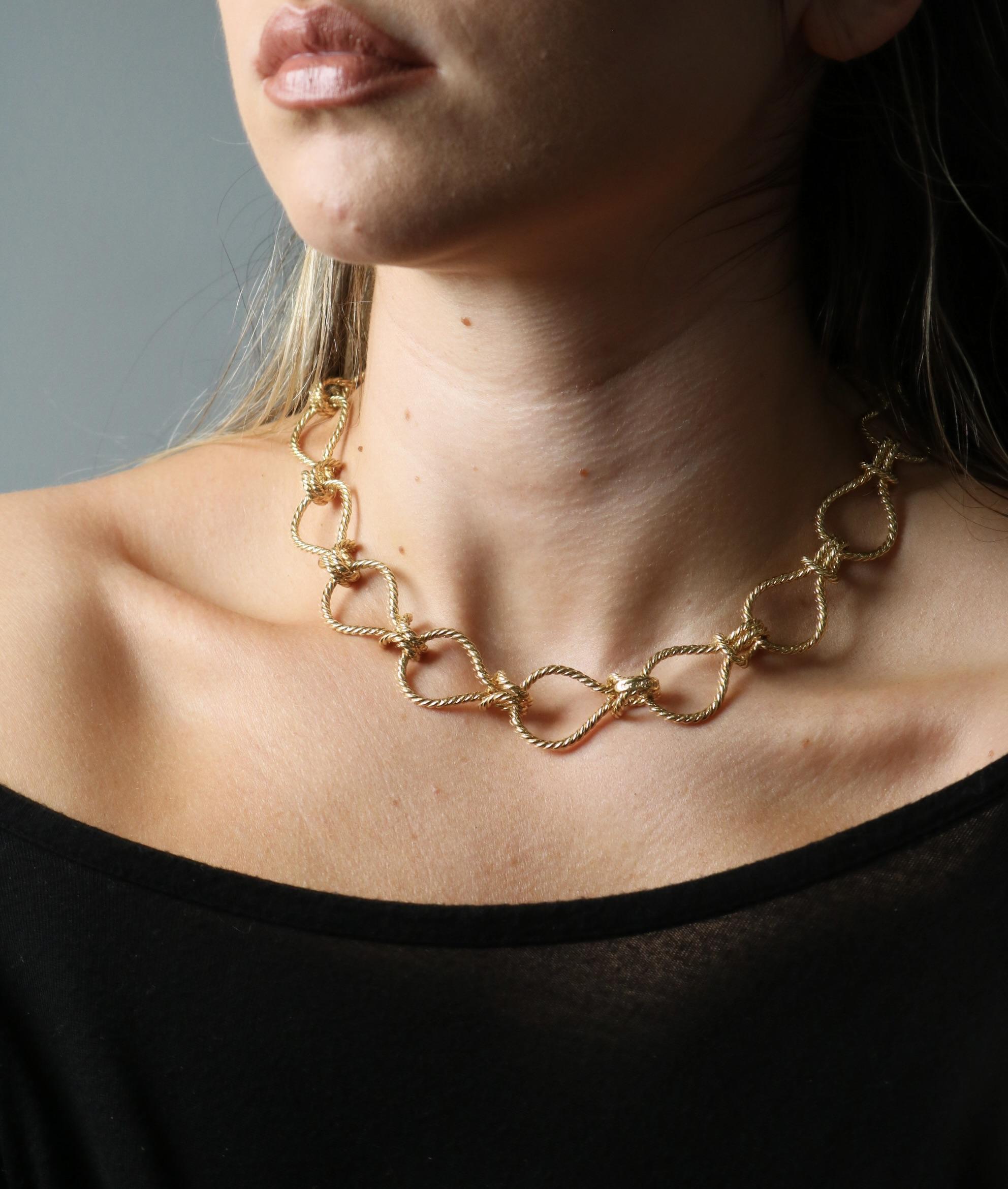 Verdura Toggle Necklace Bracelet Rope Knot Link 18K Yellow Gold 18