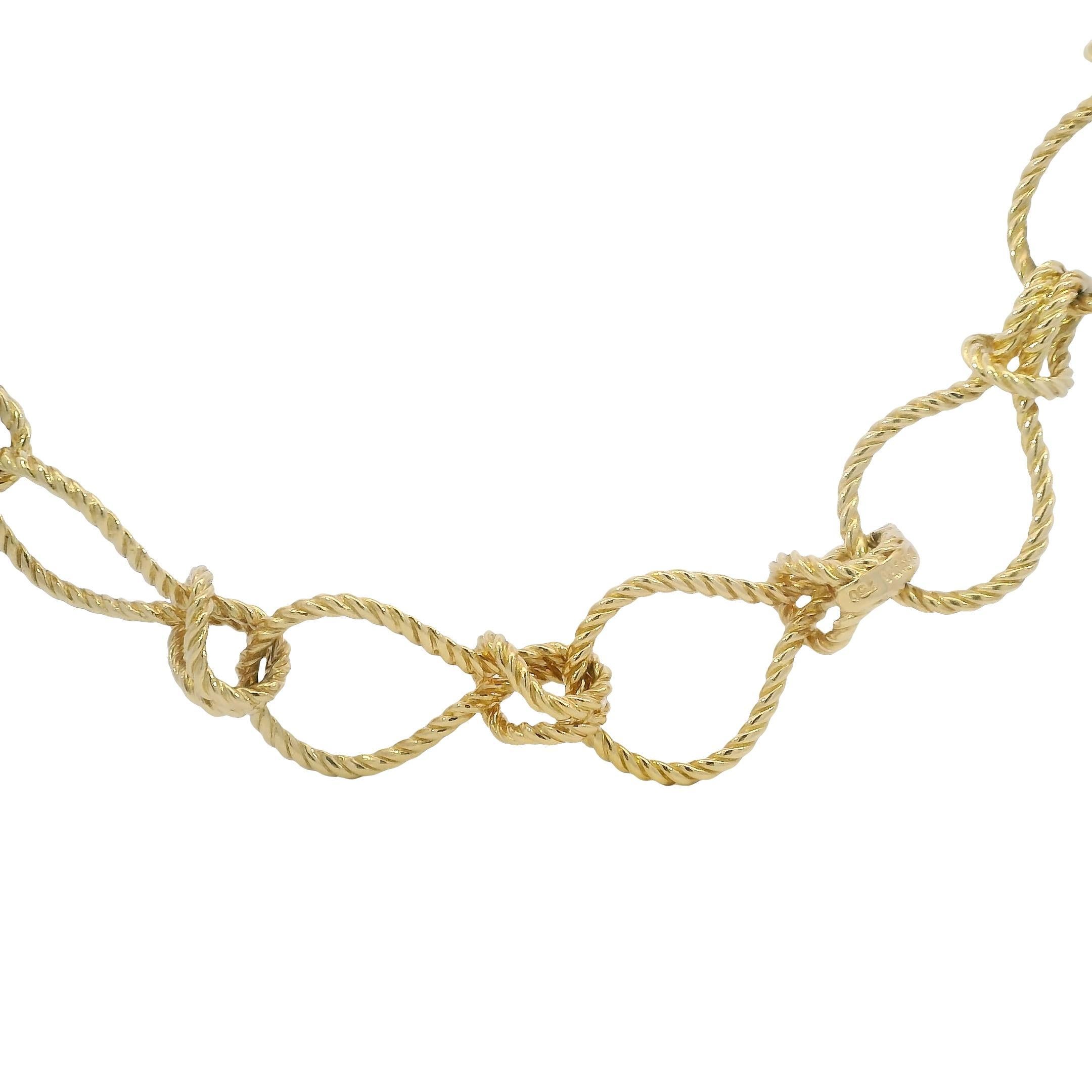 Verdura Toggle Necklace Bracelet Rope Knot Link 18K Yellow Gold 18