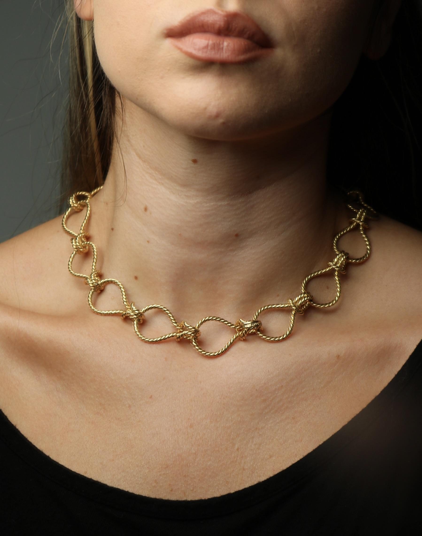 Verdura Toggle Necklace Bracelet Rope Knot Link 18K Yellow Gold 18
