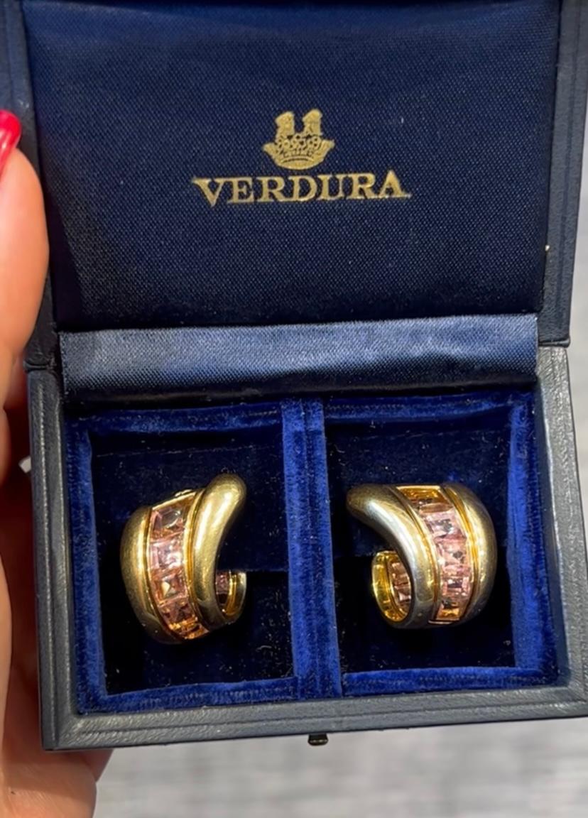 Verdura Tourmaline & Gold Earrings For Sale 6
