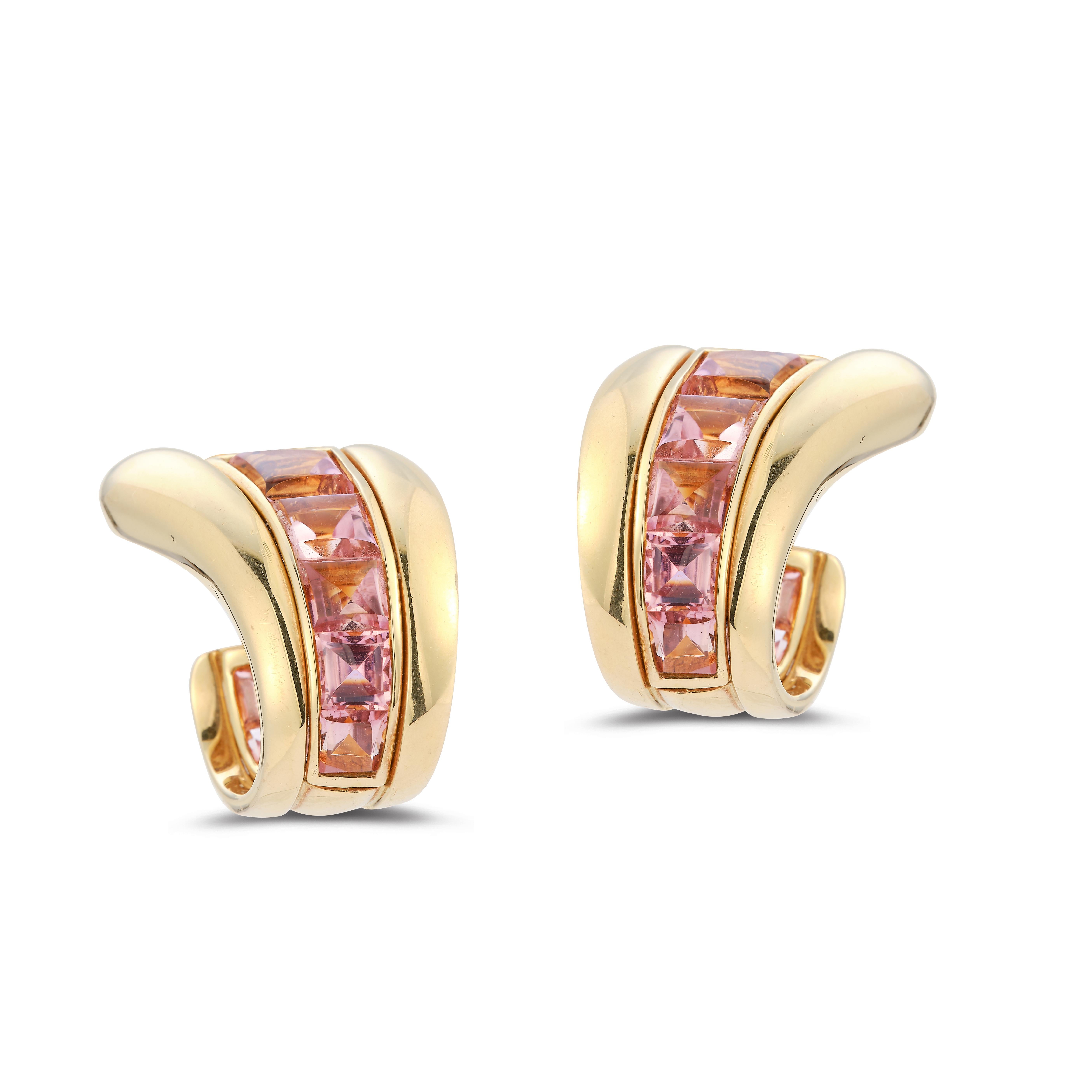 Verdura Tourmaline & Gold Earrings

A row of pink tourmaline set in  yellow gold 

Measurements: 1