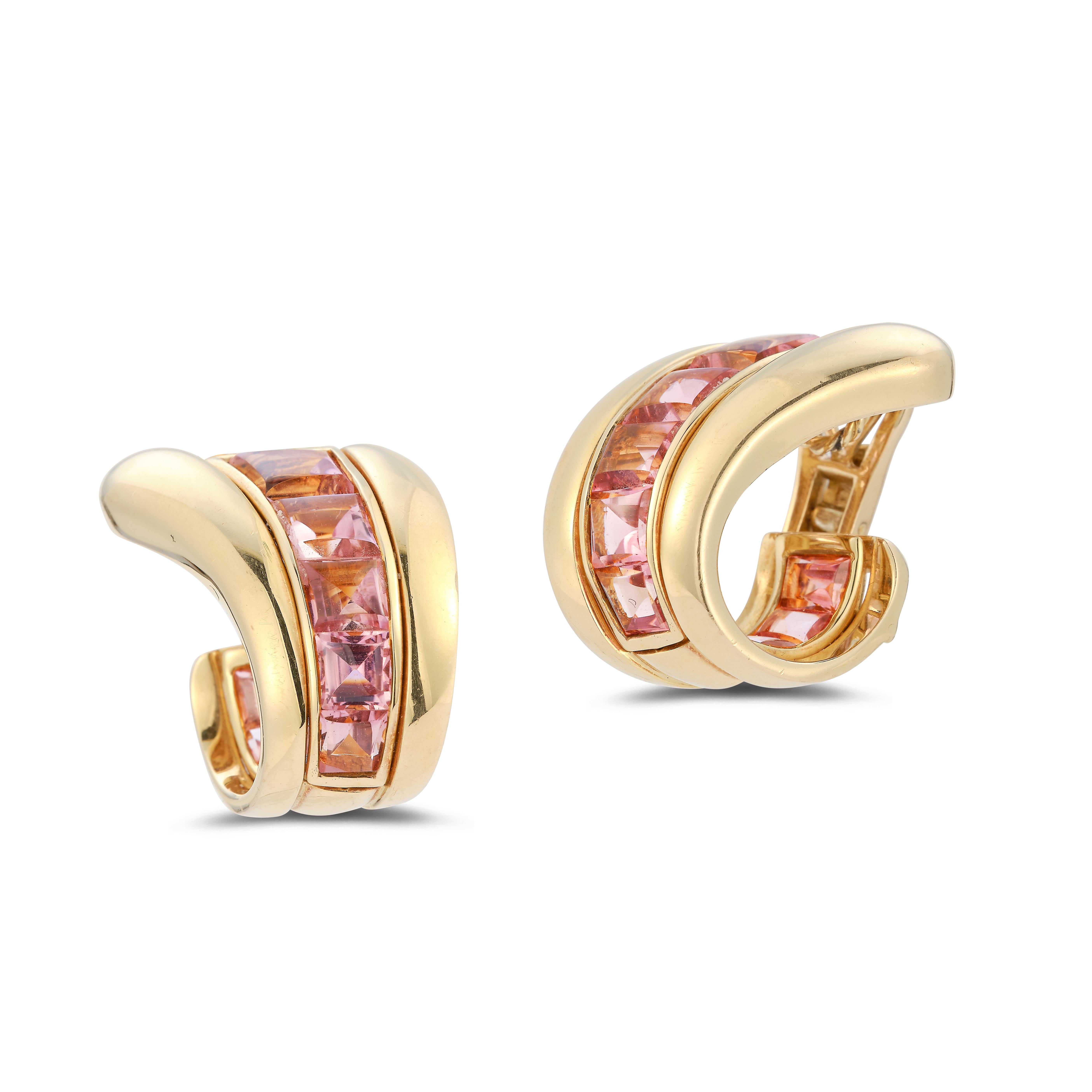 Verdura Tourmaline & Gold Earrings In Excellent Condition For Sale In New York, NY