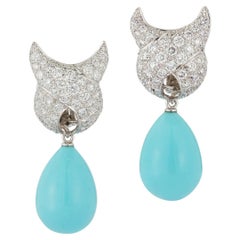 Verdura Turquoise and Diamond Earrings