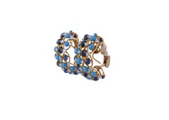 Verdura Türkis, Cabochon Saphir und Diamant Creolen