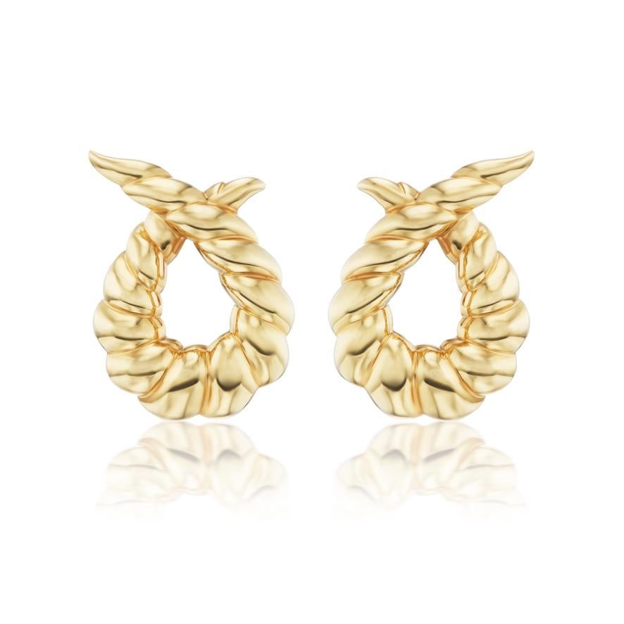 Modern Verdura Twisted Horn Gold Earclips For Sale