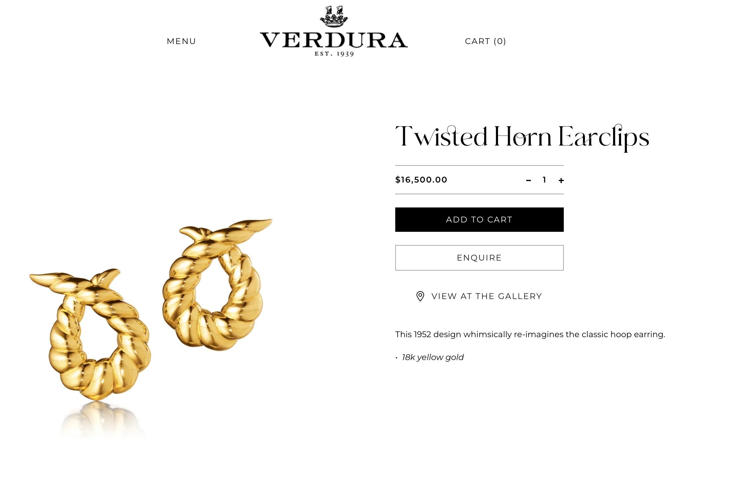 Women's Verdura Twisted Horn Gold Earclips For Sale