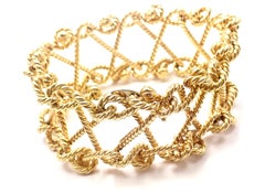 Verdura Twisted Rope Openwork Wide Yellow Gold Link Bracelet