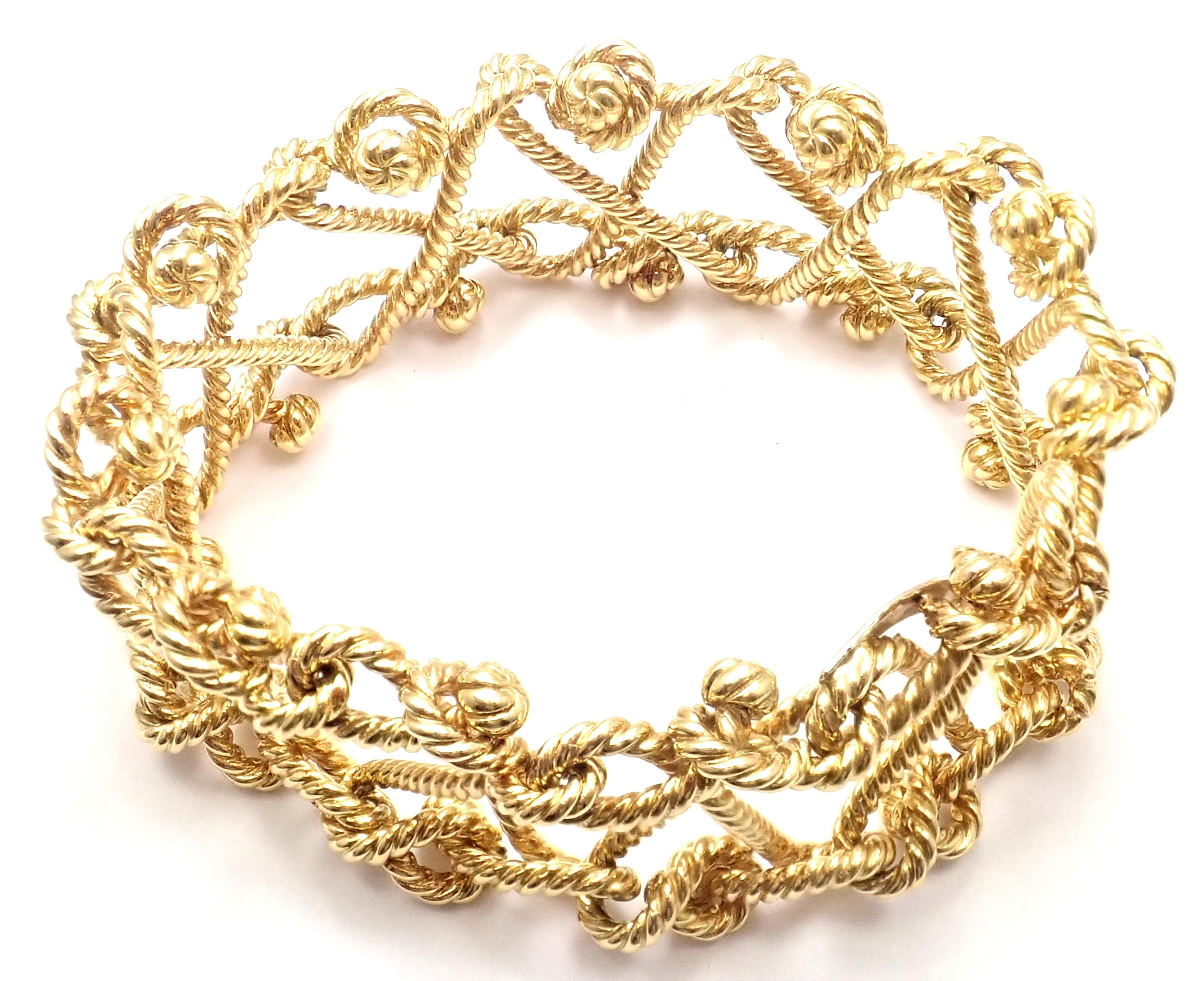 Verdura Bracelet à maillons larges ajourés en or jaune en forme de corde torsadée Excellent état - En vente à Holland, PA