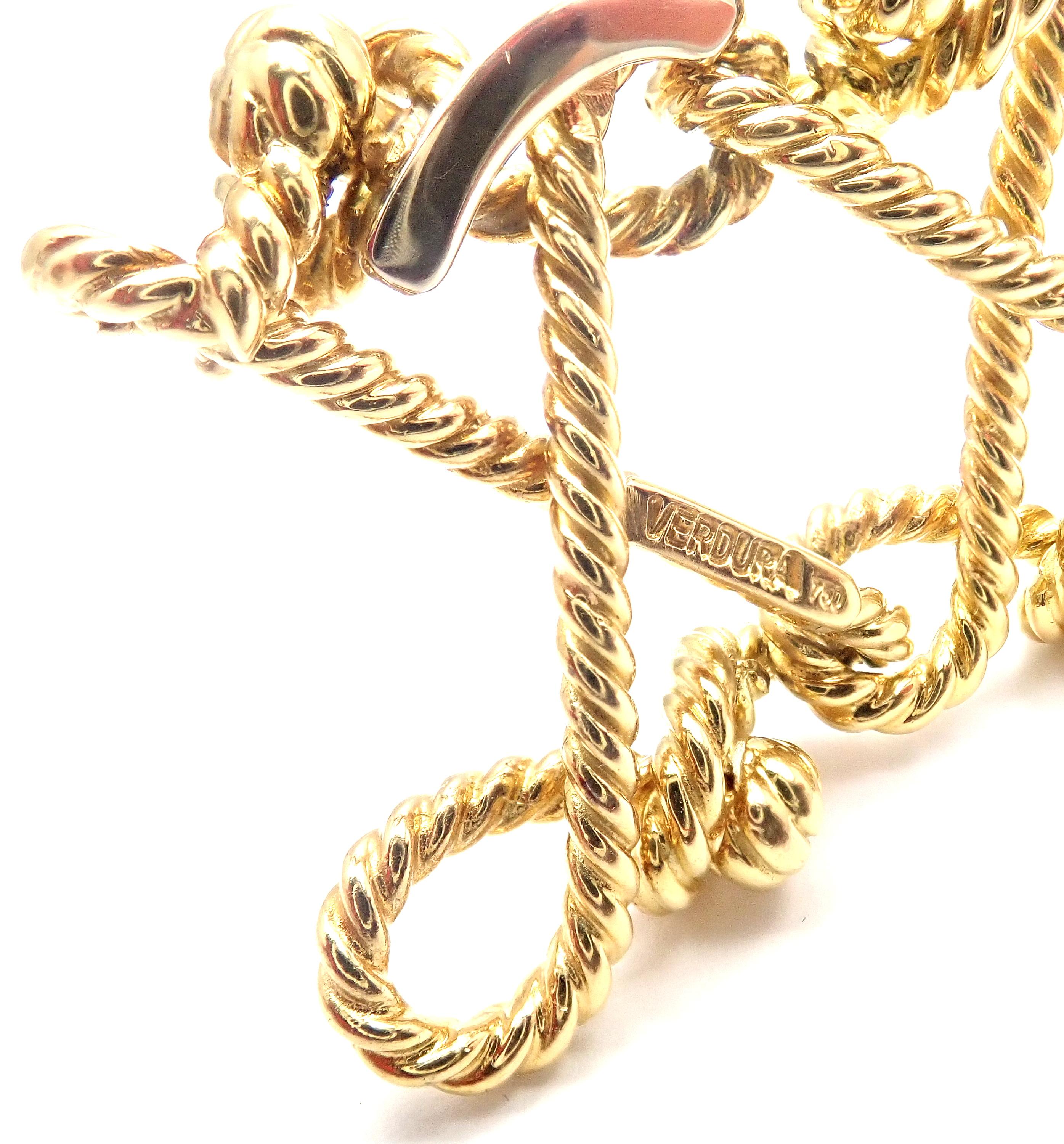 Verdura Bracelet à maillons larges ajourés en or jaune en forme de corde torsadée Unisexe en vente