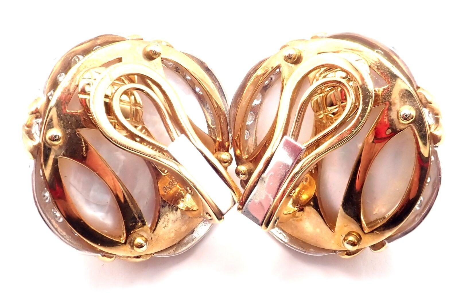 Verdura Vintage Diamond Mabe Pearl Yellow Gold & Platinum Large Earrings For Sale 5