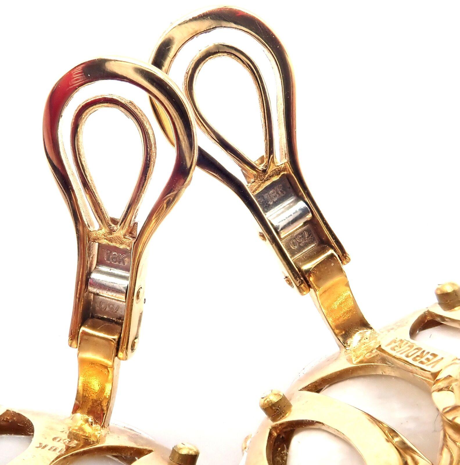 Verdura Vintage Diamond Mabe Pearl Yellow Gold & Platinum Large Earrings For Sale 9