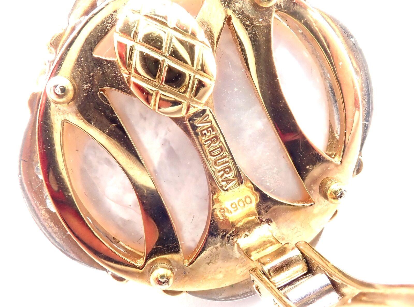 Verdura Vintage Diamond Mabe Pearl Yellow Gold & Platinum Large Earrings In Excellent Condition For Sale In Holland, PA
