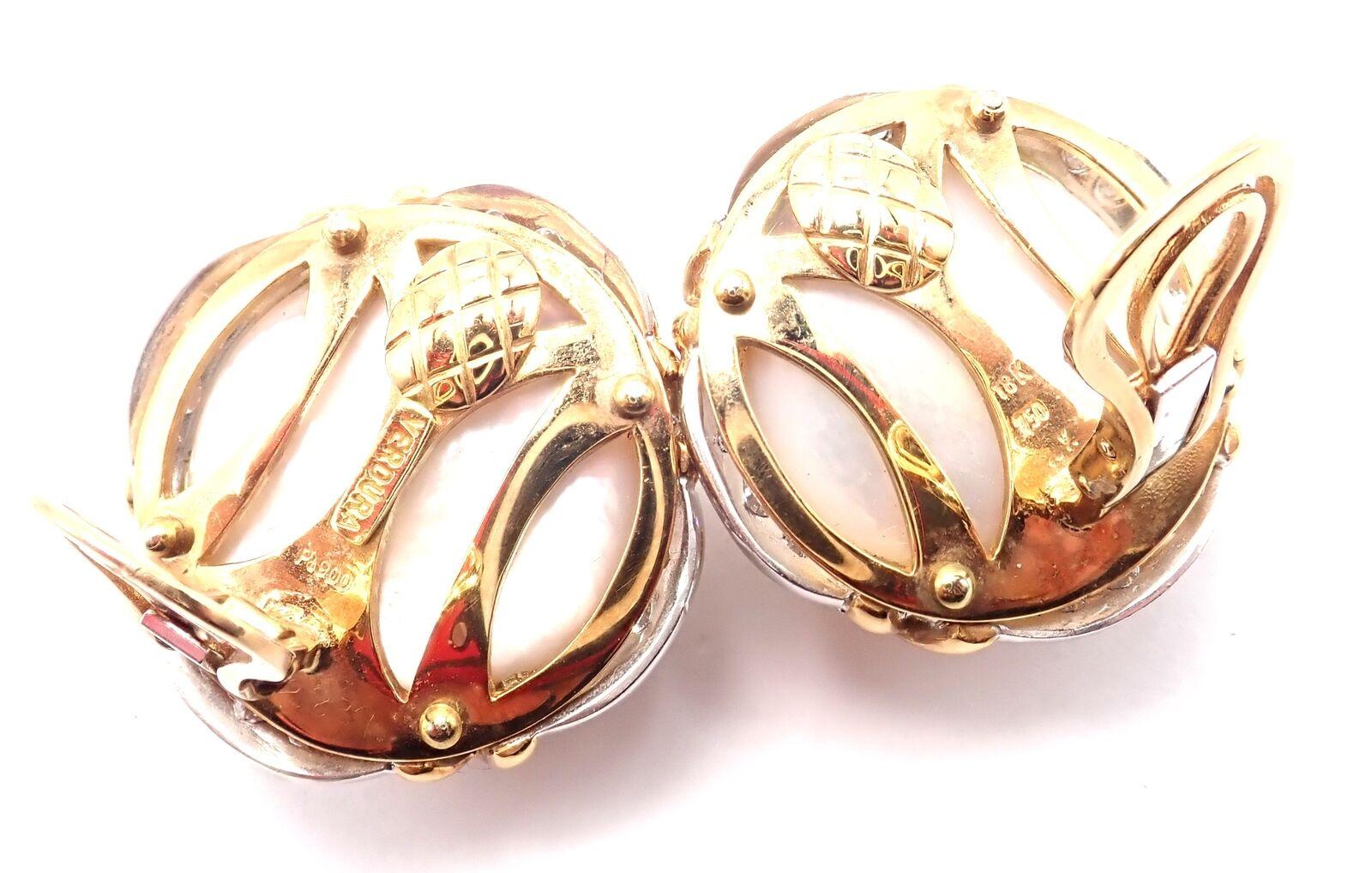 Verdura Vintage Diamond Mabe Pearl Yellow Gold & Platinum Large Earrings For Sale 2