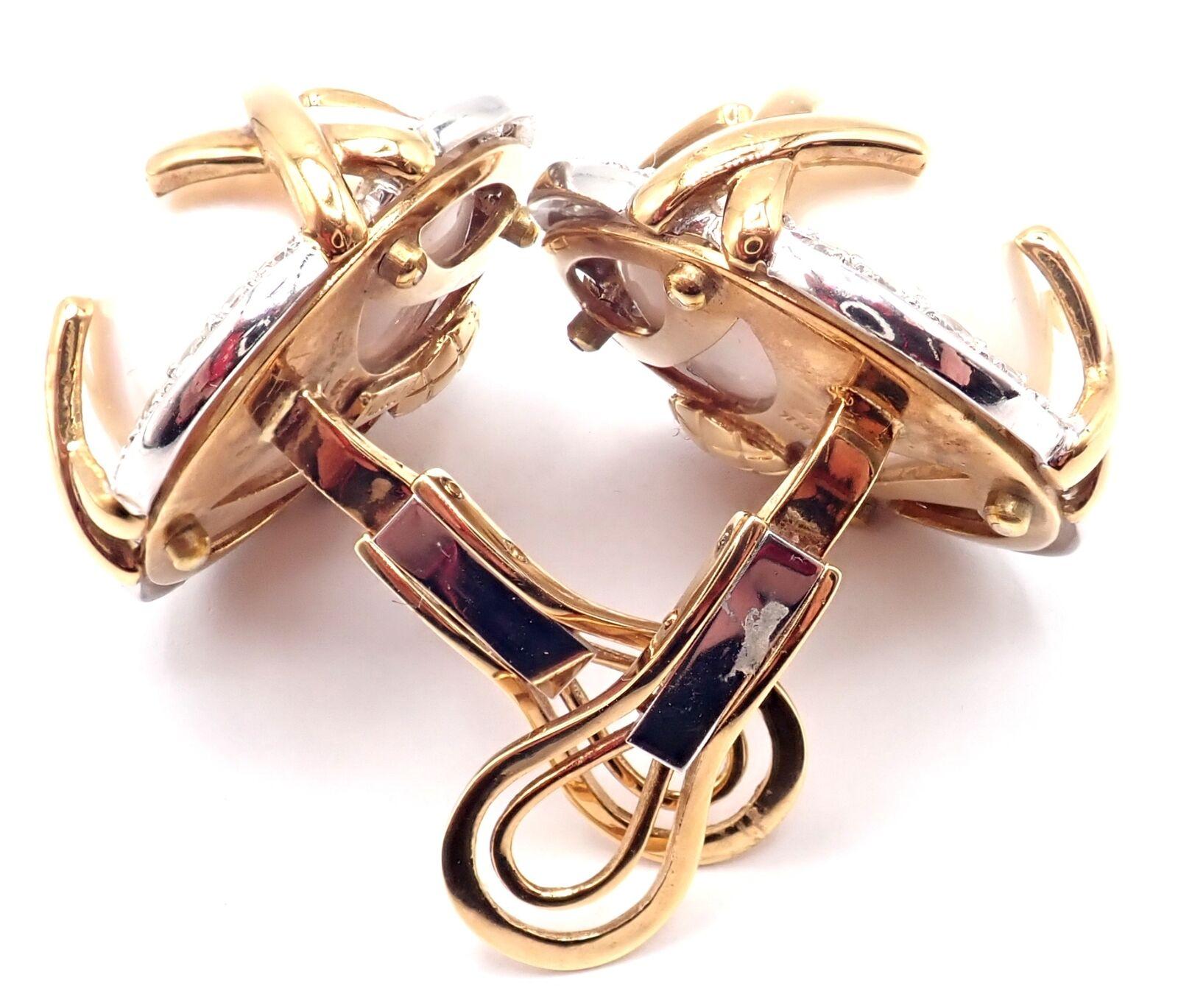 Verdura Vintage Diamond Mabe Pearl Yellow Gold & Platinum Large Earrings For Sale 3