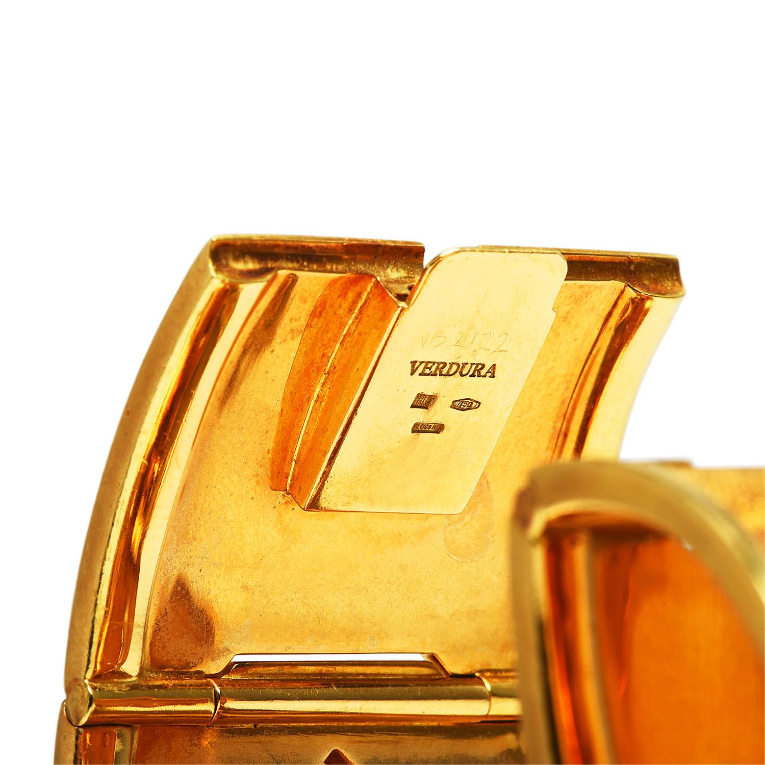 Modern Verdura Vintage Maltese Cross 18K Gold Multi Gem Enamel Gold Bangle Bracelet