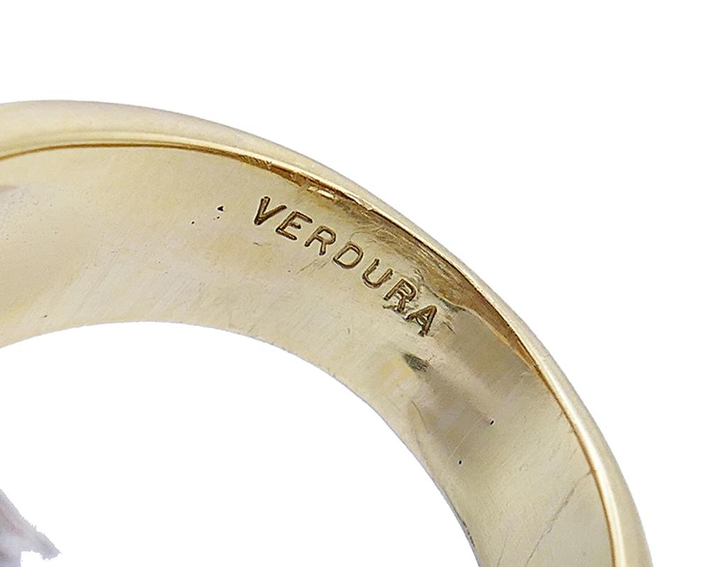 Verdura Vintage Ring 18k Gold Diamond 5.01-Carat J SI2 GIA For Sale 2
