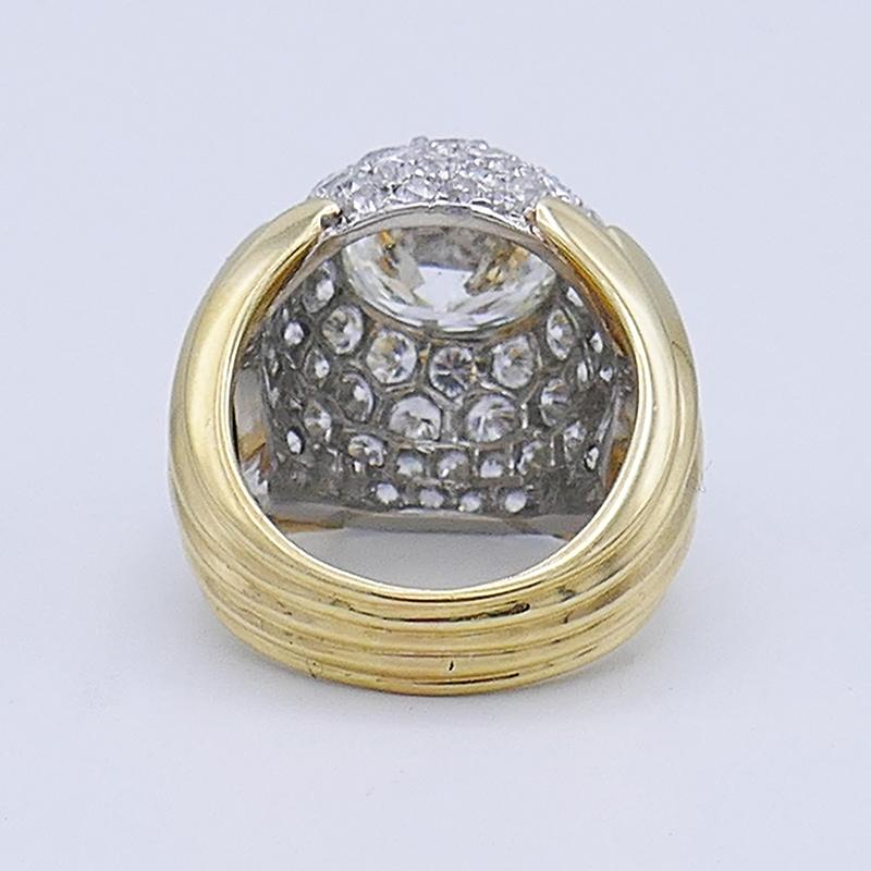 Women's Verdura Vintage Ring 18k Gold Diamond 5.01-Carat J SI2 GIA For Sale