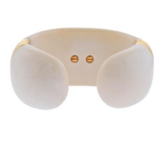 Verdura White Agate Diamond Gold Cuff Bracelet