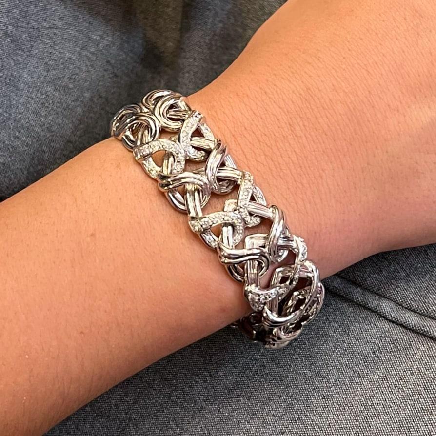De las mujeres VERDURA Pulsera Link Oro Blanco Platino Diamante en venta