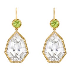 Verdura White Topaz and Peridot Byzantine Drop Earrings