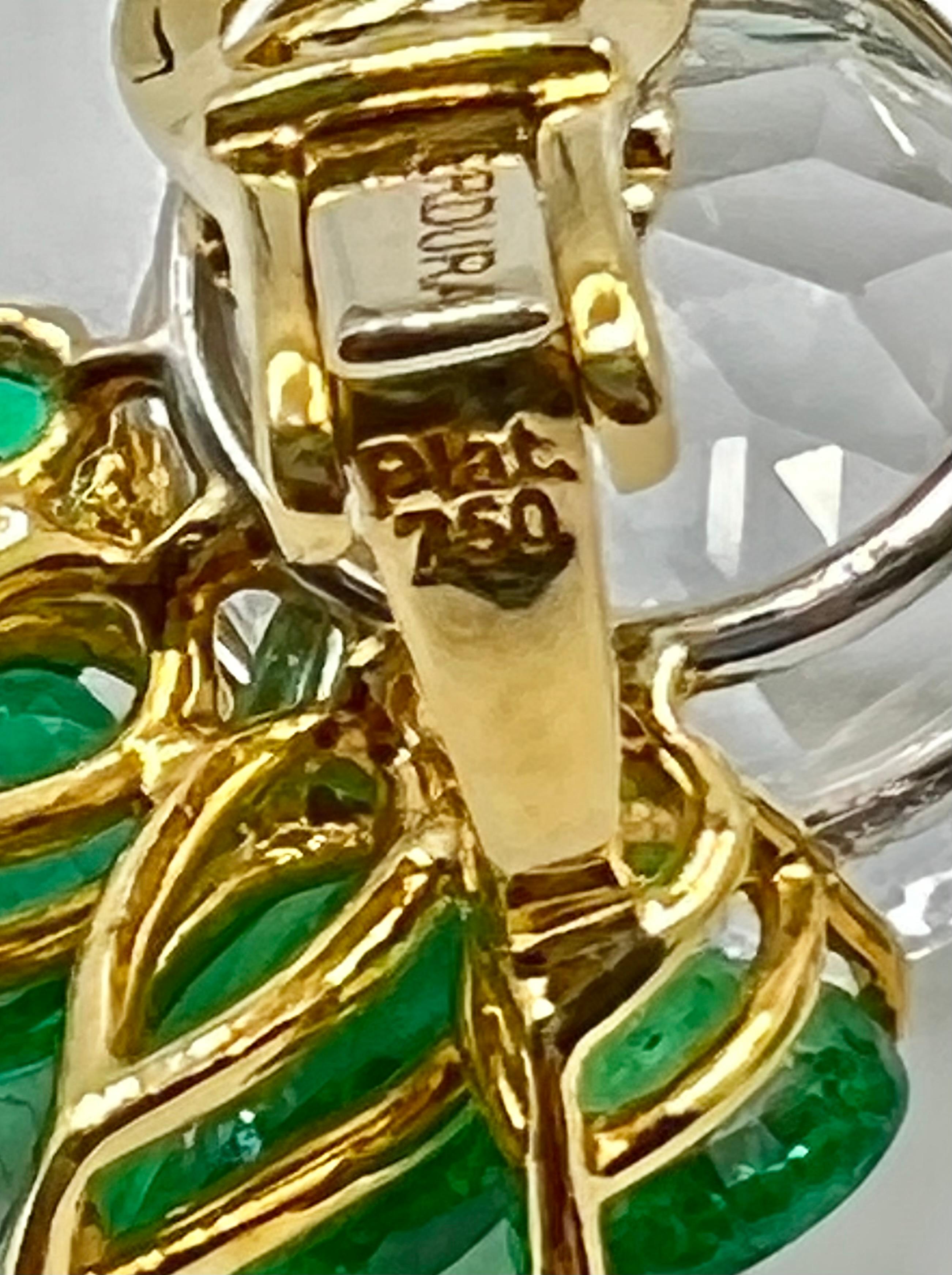 Round Cut Verdura White Topaz Emerald Cluster Earrings