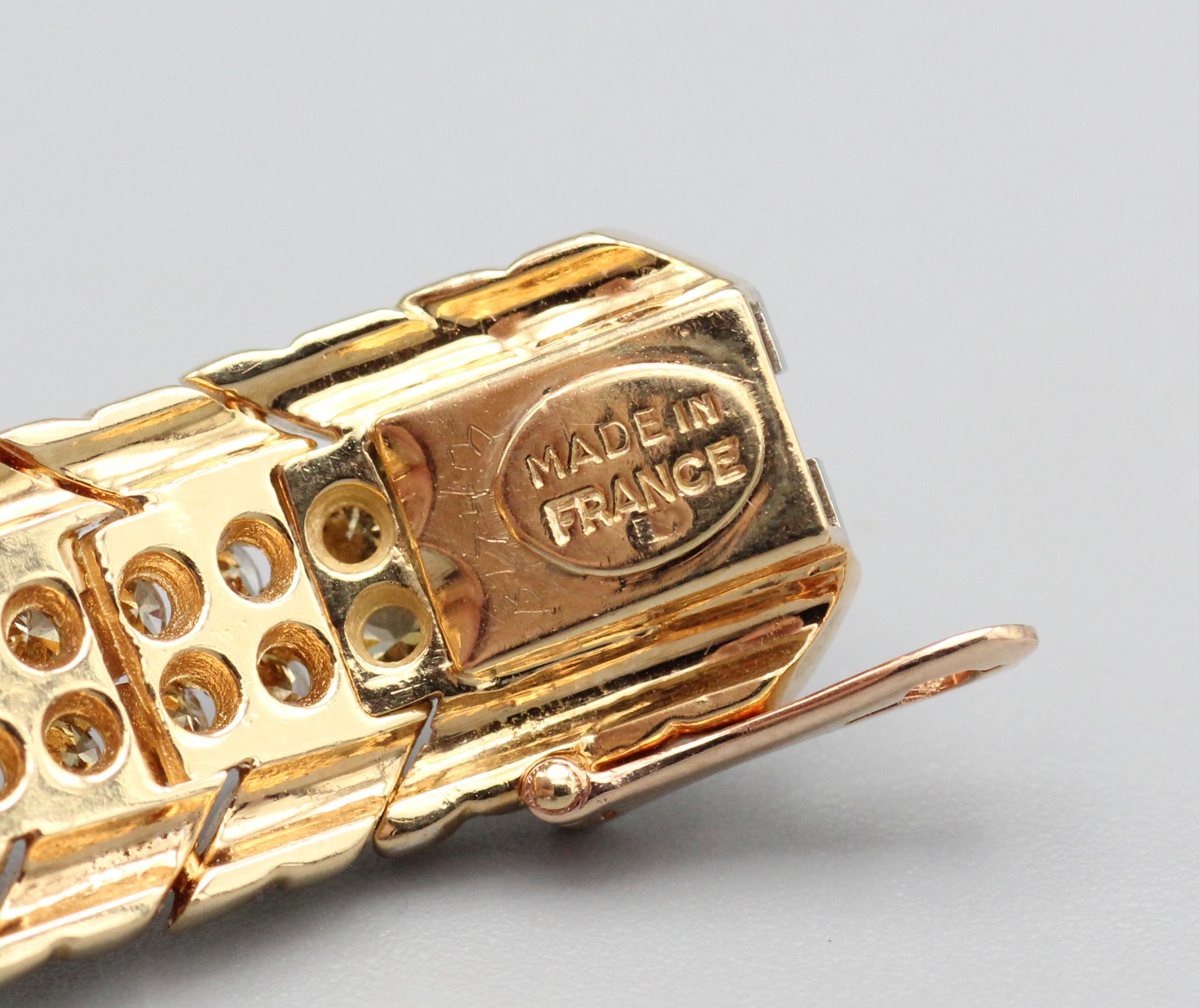 Verdura Bracelet à maillons en or 18 carats avec diamants jaunes en vente 1