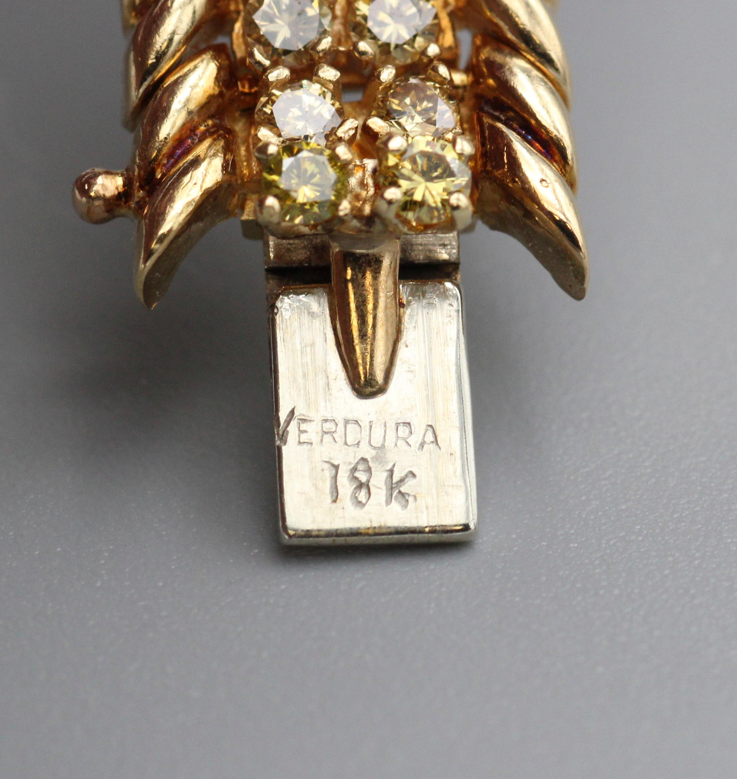 Verdura Bracelet à maillons en or 18 carats avec diamants jaunes en vente 2