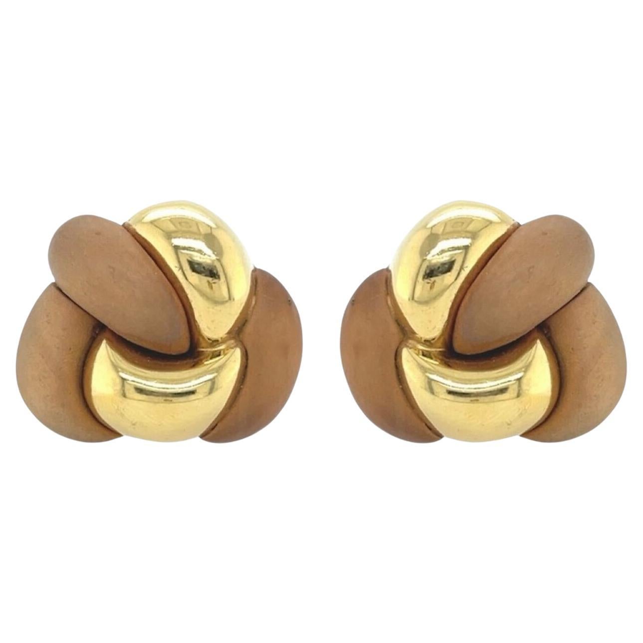 VERDURA Yellow Gold and Sandalwood Earrings