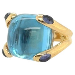 VERDURA Yellow Gold, Blue Topaz and Iolite "Candy" Ring
