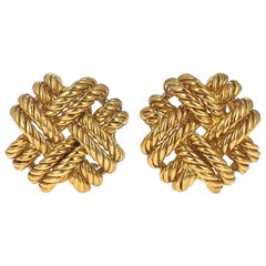 Verdura Yellow Gold Clip Earrings