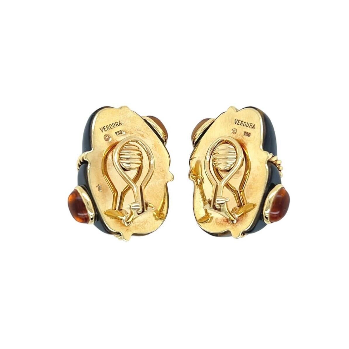 Cabochon VERDURA Yellow Gold, Tiger's Eye and Citrine Earrings