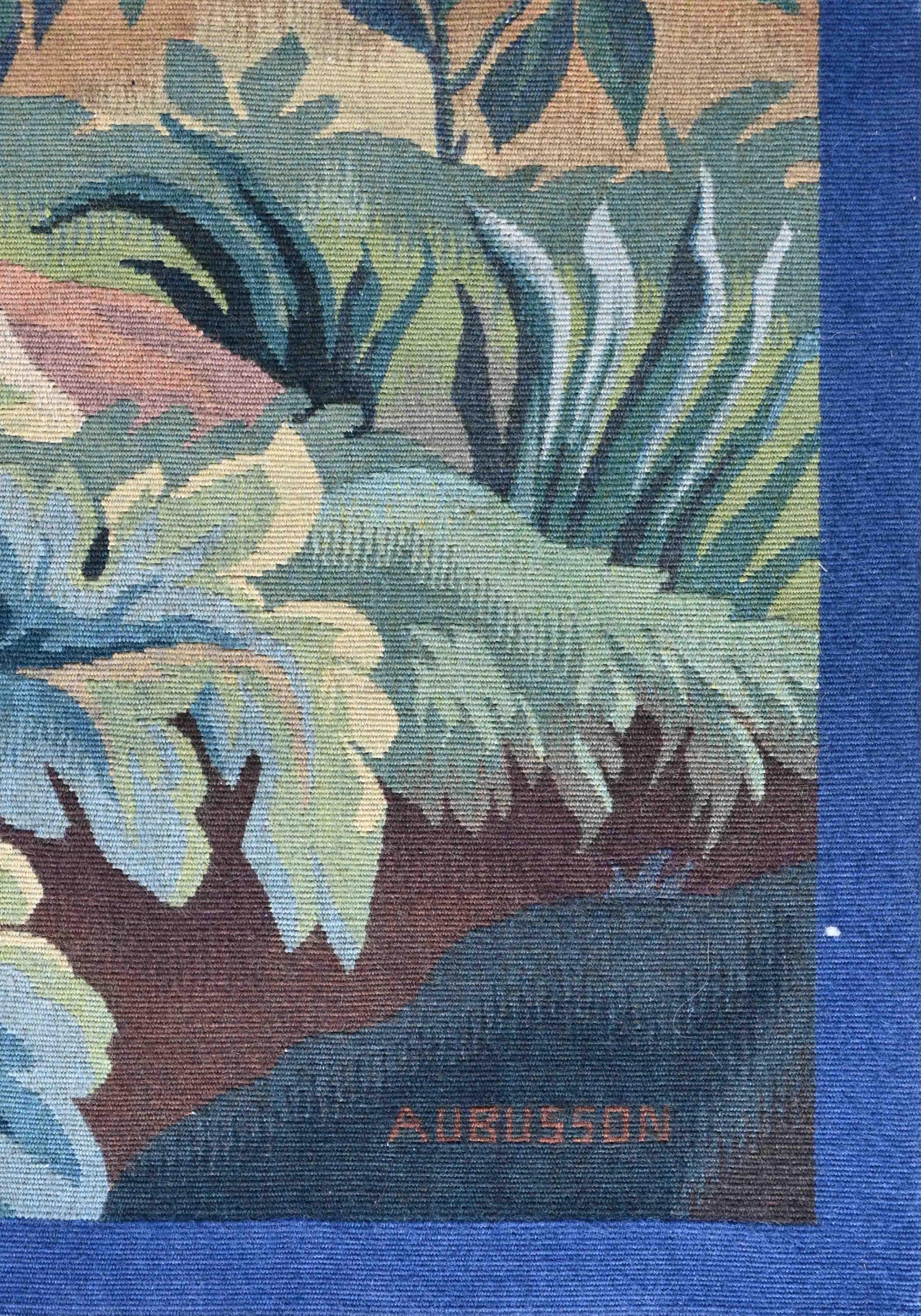 Verdure Aubusson-Wandteppich signiert - Zwei Hirschpaar in einem Untergrund - Nr. 1414 (Mittleres 19. Jahrhundert) im Angebot