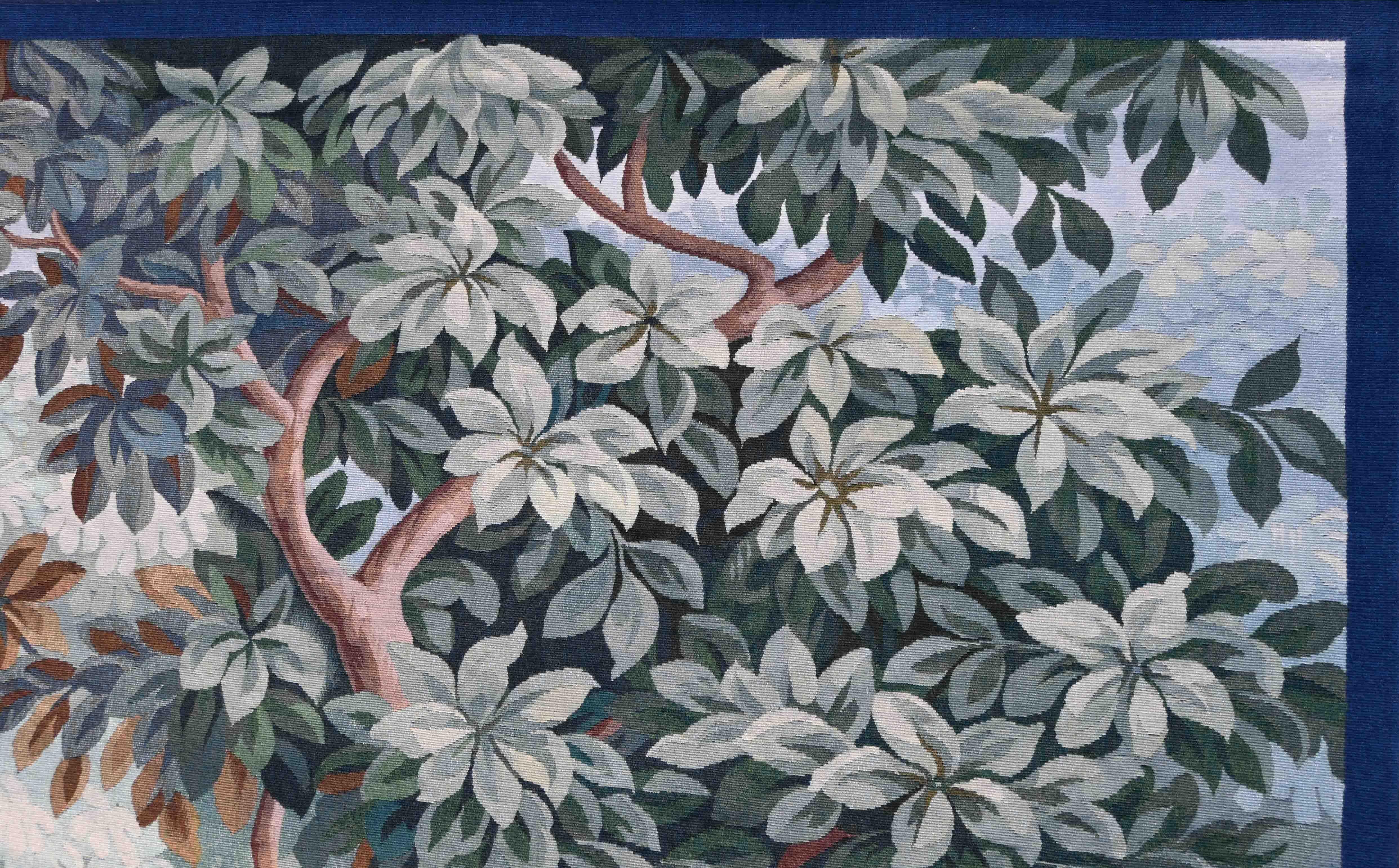 Verdure Aubusson-Wandteppich signiert - Zwei Hirschpaar in einem Untergrund - Nr. 1414 (Wolle) im Angebot