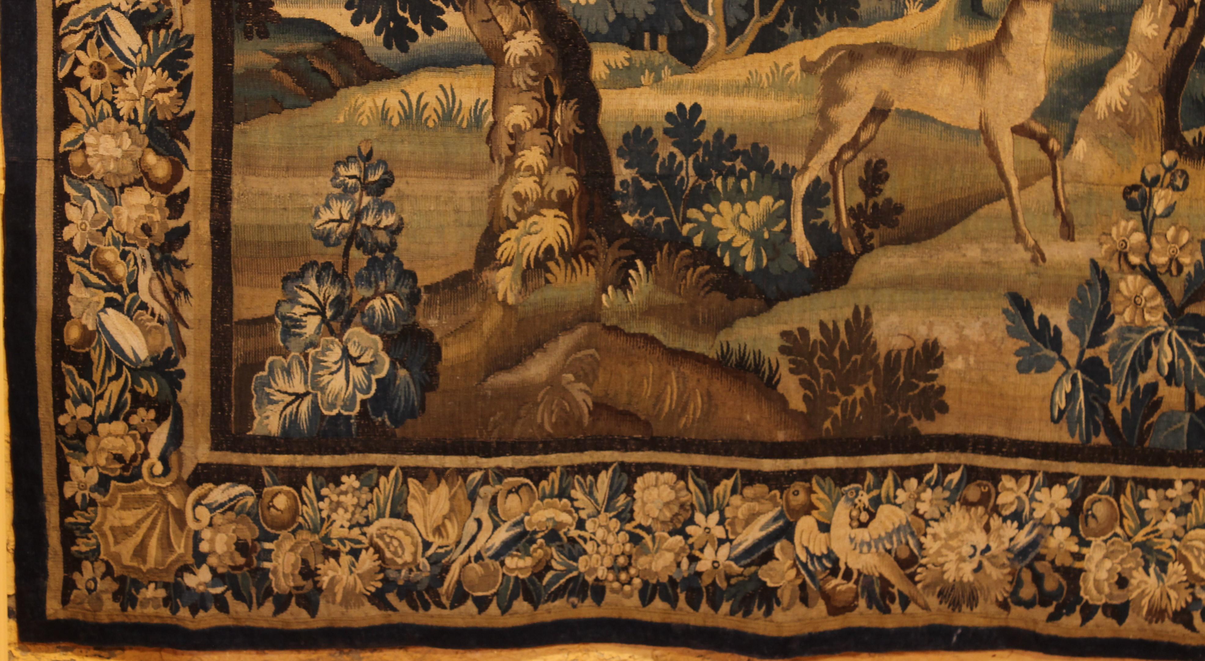 Louis XIV Verdure Tapestry From Flanders From The 17th Century For Sale