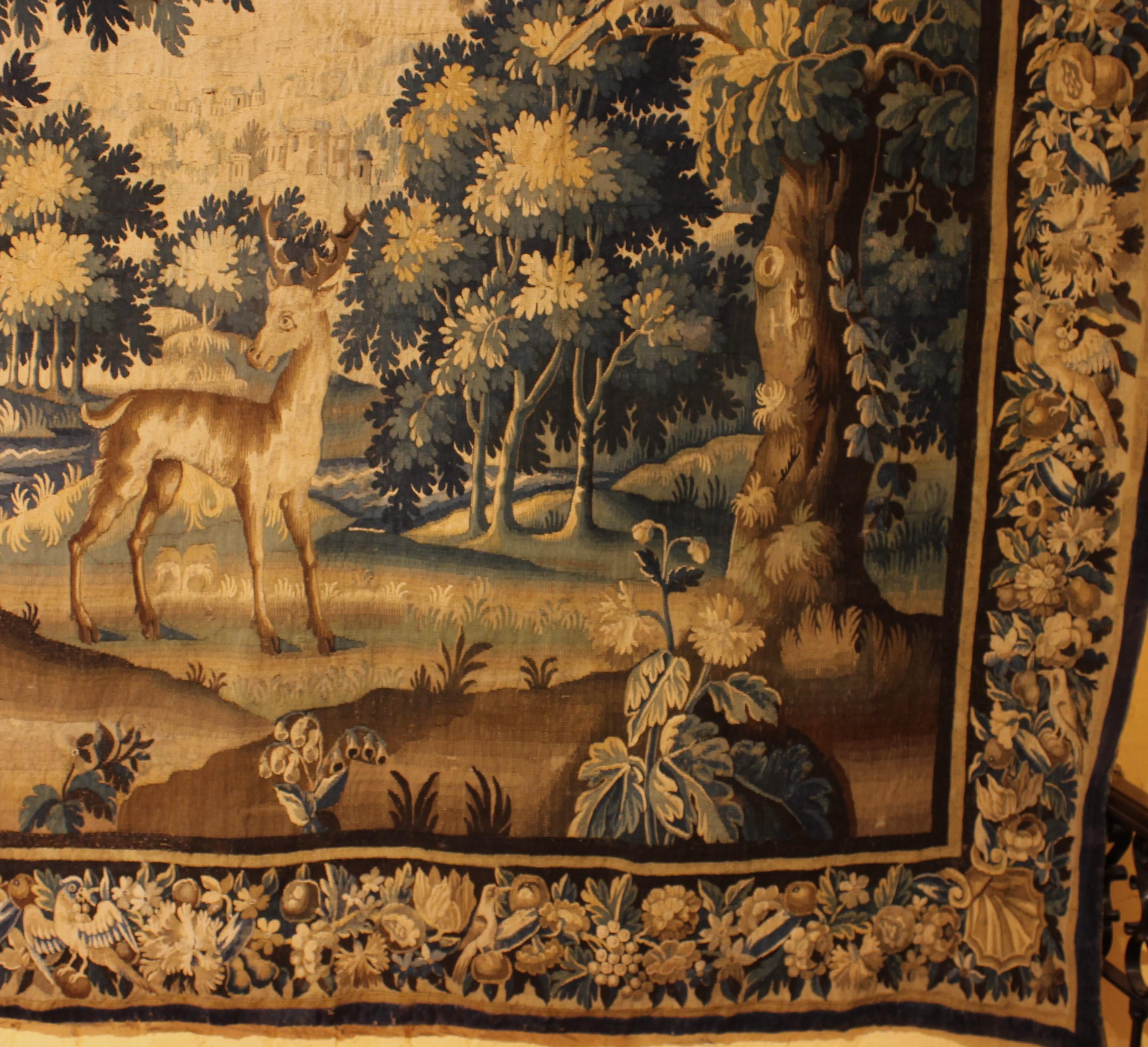 Verdure Tapestry From Flanders From The 17th Century For Sale 1