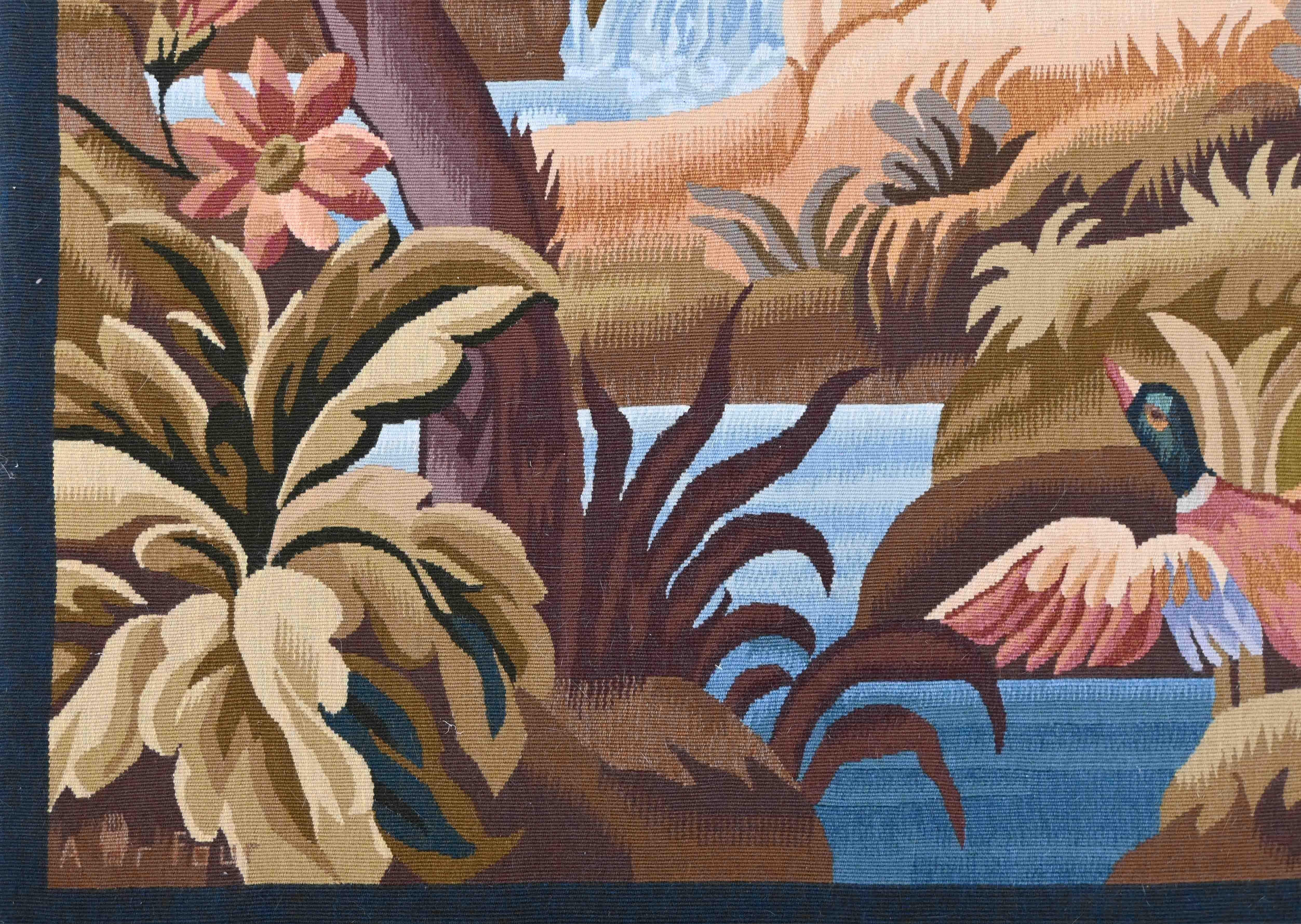 Français Tapisserie Verdure Manufacture Aubusson - 19ème siècle - L1m15xH1m24 - No. 1426 en vente